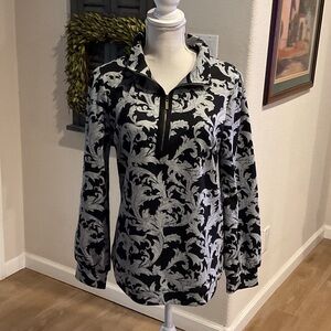 Soft Surroundings Black and Gray Patterned Sweatshirt NWOT